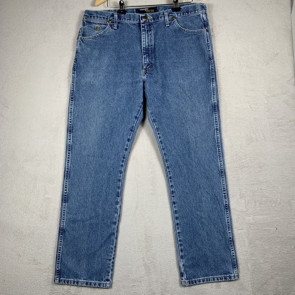 Wrangler George Strait A102 Jeans Mens 38x32 Blue Medium Wash Straight Denim